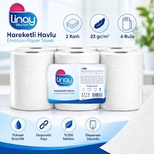 Linay Fotoselli Kağıt Havlu 6 Rulo 4 Kg, 2 Katlı, 21 Cm X 67 M, %100 Selüloz, Dispenser Uyumlu