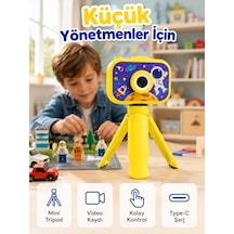 Çocuk Kamerası Fotoğraf Ve Video Çekimi Mini Tripodlu Şarjlı Dijital Kamera 2.0 Tft Ekran Çok Renkli