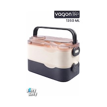 1350 Ml Paslanmaz Çelik Bento Lunch Box İki Kat Üç Bölme Yeni Nesil Sefer Tası-1350ml-101102s Lacivert