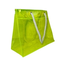 Rm Promosyon R&m Promosyon Su Geçirmez Şeffaf Pvc Kadın Plaj Ve Omuz Çantası - Kalın Halat Saplı Deluxe Plaj Çantası Sarı Sarı