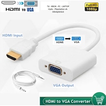 Hd 1080p Hdmı To Vga Kablosu Sesli Dönüştürücü Güç Kaynağı Hdmı Erkek Vga Kadın Dönüştürücü Adaptörü