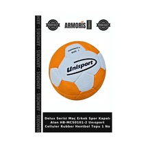 Delux Serisi Maç Erkek Spor Kapalı Alan Hb-mcs0101-2 Unısport Celluler Rubber Hentbol Topu 1 No Beyaz - Turuncu