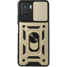 Ilkeshop Newface Xiaomi Poco F3 Kılıf Pars Lens Yüzüklü Silikon - Gold