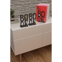 Dekoratif Book Yazı Tasarımlı Kitap Tutucu Desteği Mat Siyah. Kitap Ayraçı Hediyeli Mk3s
