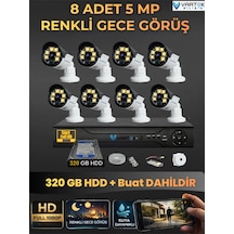 8 Kameralı Set 320 Gb Hdd Full Hd Gece Görüşlü Güvenlik Kamerası Sistemi-sabit İp Gerektirmez-