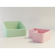Bezos 3d Baskı Fıstık Kasesi - Çift Hazneli Kabuk Ayırıcı Sunum Kasesi - Mint Pembe Nıda