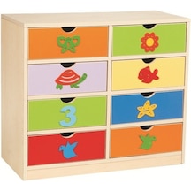 Figürlü Dolap 8 Çekmeceli Çok Renkli