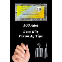 Protez Tırnak 500 Adet Jel Destekli Kısa Küt Yarım Ay Tips Özel Saklama Kutusunda Kısa-küt