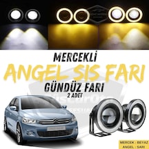 Citroen C Elysee 2012-2023 Uyumlu Üniversal Mercekli Angel Sis Farı Metal Su Geçirmez 76 Mm Halkalı Gündüz Farı Sis Farı 55310504