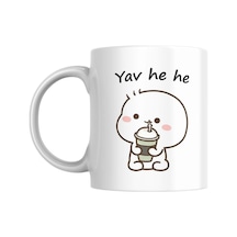 Yav He He Komik Kupa Bardak Komik Yazılı Hediyelik Çay Kahve Kupası Coffee Mug Beyaz - Çok Renkli