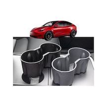 Tesla Model Y - Model 3 Orta Konsol Bardak Tutucu - Gri + Siyah