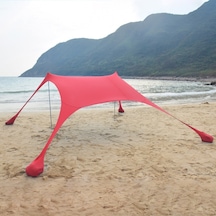 Açık Plaj Likra Gölgelik Kamp Çadırı Güneşlik Balıkçılık Çadırı, 300x300x200cm Kırmızı