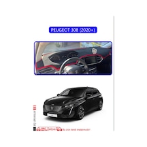 Peugeot 308 2020+ Torpido Koruma Halısı Mavi Kenar