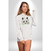 Panda Mandala Kadın Erkek Beyaz Kapüşonlu Sweatshirt Hoodie Beyaz