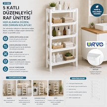 5 Katlı Sepet Organizer Raf Ünitesi 465x145x870 Mm Altın