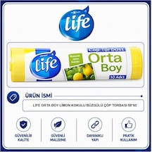 Life Limon Kokulu Orta Boy Büzgülü Çöp Torbası 10'lu 40'li Paket
