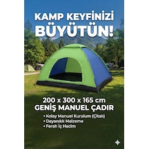 Premium Outdoor Kolay Kurulumlu Pratik Kamp Çadırı 8 Kişilik 220x300x170 Yolculuk Eşyası Çok Renkli