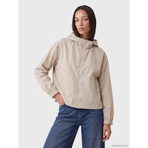 Lcw Everyday Bej Kapüşonlu Oversize Kadın Yağmurluk