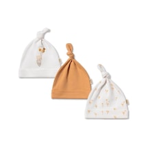 Babycosy Organic Wear Bebek 3'lü Şapka %100 Organic Pamuk - Yenidoğan Serisi - Csy3068 Ekru