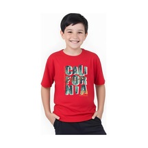 Panios Kids 1976 Cali Baskılı Erkek Çocuk Yuvarlak Yaka Kısa Kollu T-shirt Kırmızı