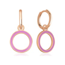 Gümüş Fosforlu Lila Oval Küpe Sl3431 Gümüş