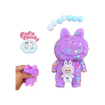 Fu Fu Squishy Labubu Model Figür Sukuşi Pullu Stres Oyuncak Mor
