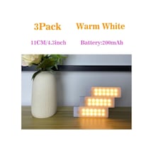 Topshop1 11cm Sıcak Beyaz Led Dolap Altı Aydınlatma 3lü Paket Hareket Sensörlü Usb Şarjlı Sıcak Beyaz