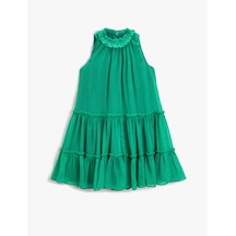 Koton Midi Elbise Halter Yaka Yeşil Desenli 2skg80110aw