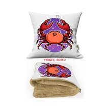 Yengeç Burcu Baskılı Tv Battaniyeli Opsiyonel Yastık & Kırlent 1