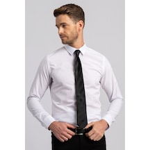 Tudors 860 Slim Fit Dar Kesim Küçük Yaka Düz Erkek Gömlek Beyaz