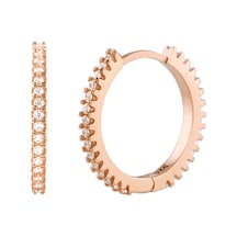 Taşlı Rose Gold Halka Gümüş Kadın Küpe N11.91209