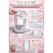 Lexroo Şeffaf Silikon Nail Art Stamper Seti, Jelly Nail Stamp, Scraper Kit