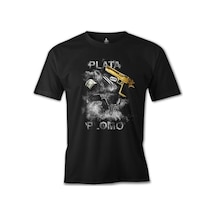 Narcos  Plata O Plomo Baskılı Siyah Erkek Tshirt 001