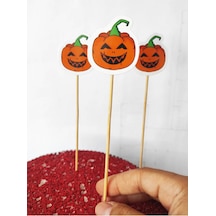 15 Cm Uzun Kürdan - 30 Adet Karton Bal Kabağı Kürdanı Turuncu - Hallowen Cadılar Bayramı Kürdanı