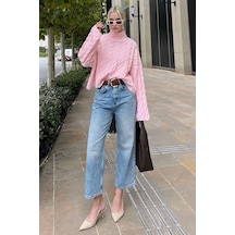 Madmext Pembe Balıkçı Yaka Örme Triko Kazak Mg2172 Pembe