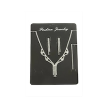 Sallantılı Taşlı Set Kolye Elk-bjtıeg Gümüş
