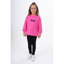 Toontoy Kids Toontoy Kız Çocuk Beauty Baskılı Taytlı Takım Fuşya