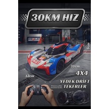 Fırtına Yarışçı Öfkeli 1/16 Ölçek Şarjlı Kumandalı Drift Yarış Arabası 4x4, 30km/s Hız, Led Işıklı Kırmızı Mavi