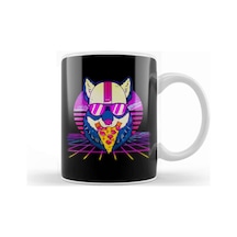 Awesome Retro Vaporwave Edm Cute Cat Pizza Kupa Bardak Porselen Karışık
