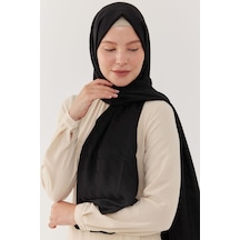 Mirsoy Scarf Dalga Desen İpeksi Jakar Şal - Siyah Siyah