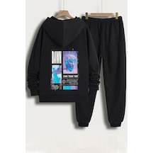 Uyguntarz Unisex Dawn Baskılı Eşofman Takımı Siyah