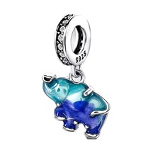 Fubena Mavi Murano Fil Sallantılı Charm Gümüş
