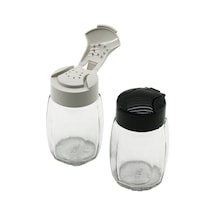 Qlux C-00284 Drop Çokgen Şeffaf Cam Tuzluk Ve Baharatlık 100 Cc - Tek Stil Dökümlü Plastik Kapak- 40'li Paket Diğer