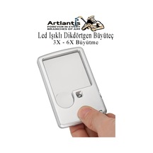 Led Işıklı Kart Tipi Büyüteç 1 Adet 3x 6x Büyütme Lens El Tipi Mercek Cep Büyüteç Kılıflı Okul Büro Ofis