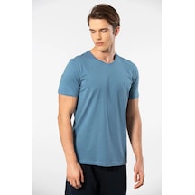 Cacharel 2169 Erkek Modal Pamuk Bisiklet Yaka Kısa Kollu T-shirt-indigo Indigo