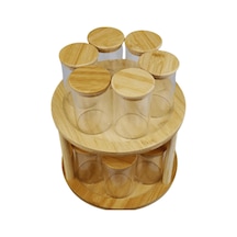 Bybars 12li Standlı Baharatlık Takım Organizer Bambu Kapak Ahşap Stand Çok Renkli