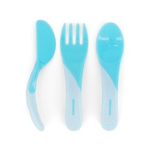 Bebek Öğrenme Çatal Ve Kaşık Seti Mavi 6+ Ay Çok Renkli