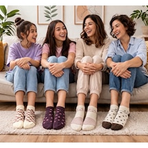 Heren Socks Heren Bear Detaylı 4'lü Dikişsiz Kadın Patik Beyaz - Siyah