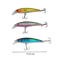 Exent, 3 Adet 13 Gr. 11,5 Cm 6 Kancalı Suni Balık Yemi, Rapala-gerçek Görünümlü Suni Yem