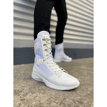 Jy799 Verton Bağcıklı Ortopedik Taban Günlük Cilt Erkek Askeri Postal Bot Cbt Beyaz Beyaz